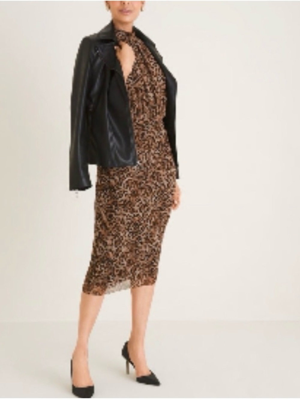 Chico's Brown and Black Leopard-Print Midi Dress